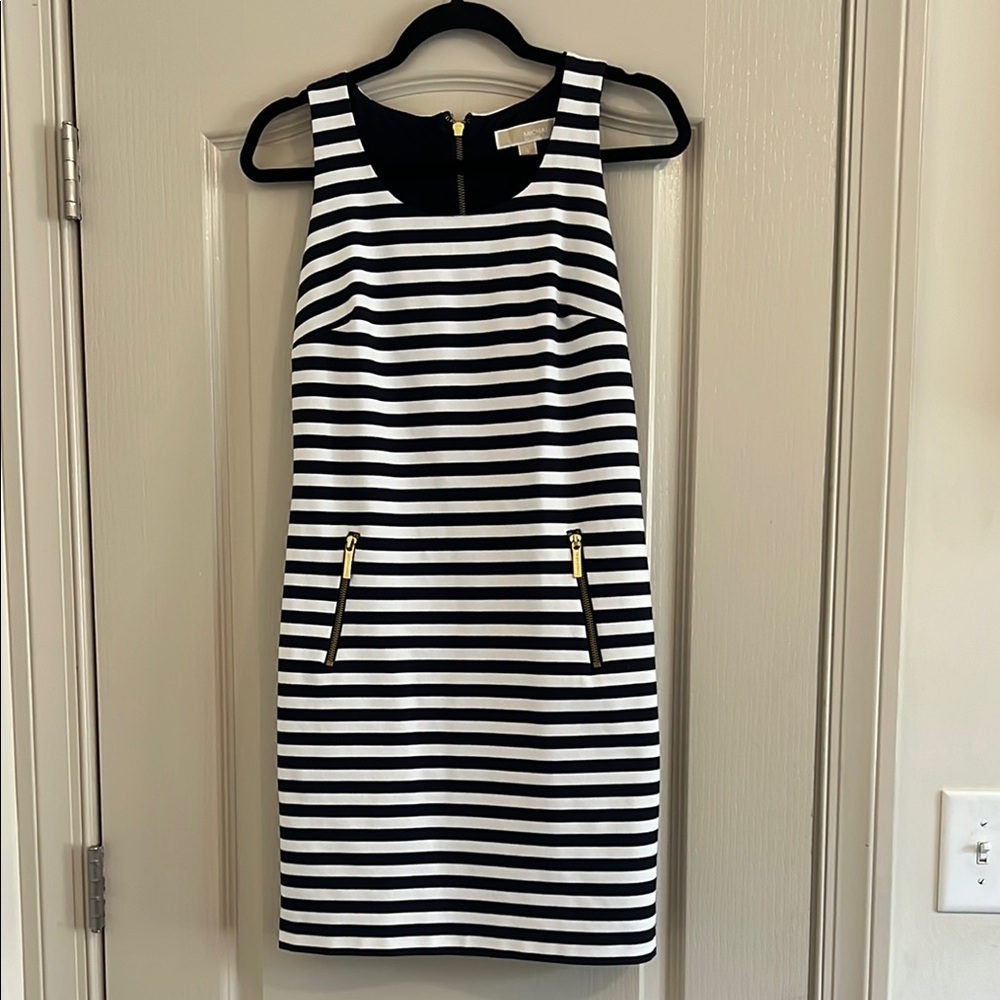 Michael Kors Navy and White Striped Dress